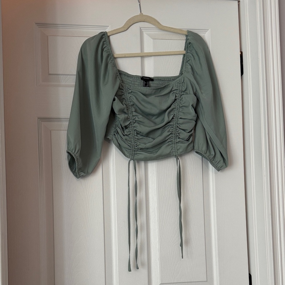Elegant Green Ruched Women's Top